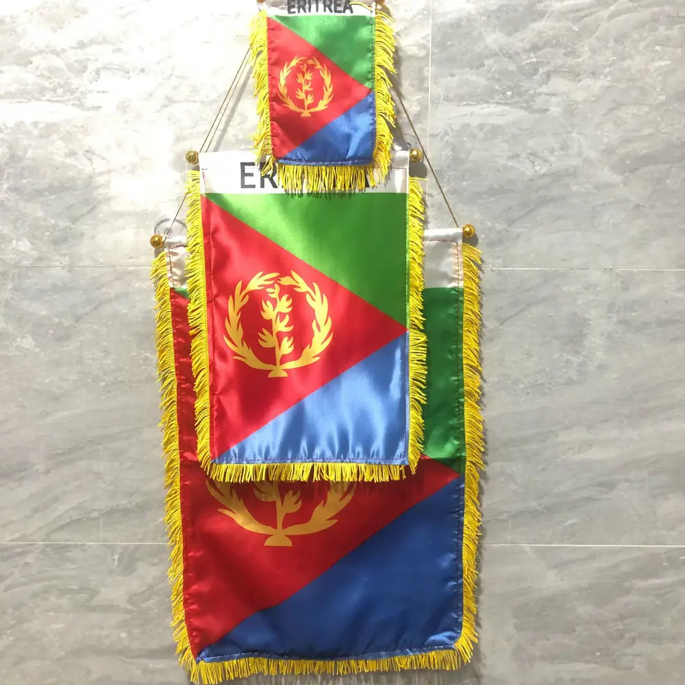 zwjflagshow 8*10cm 10*15cm ERITREA Double Sided Mini Black-out Hanging Flags High Quality Printed Flag Home Decor Banner