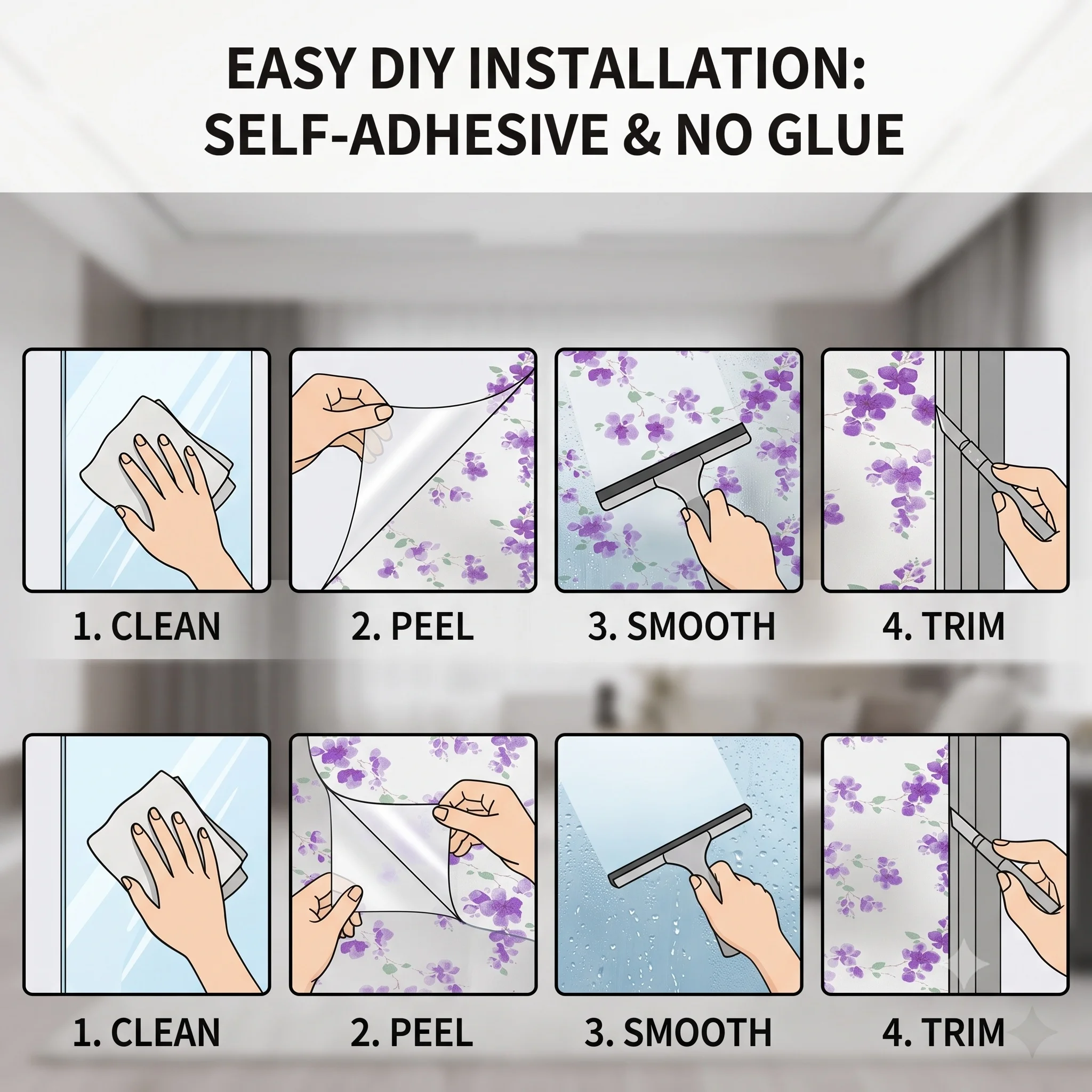 Film adhésif violet à motifs f - Home Bathroom Window Tint avis et prix