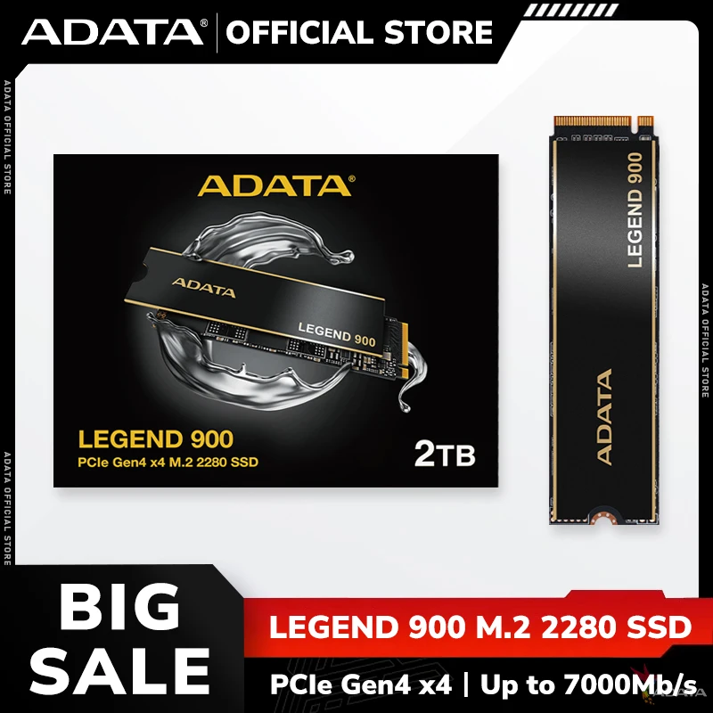 ADATA LEGEND 900 PCIe Gen4 x4 M.2 2280 Solid State Drive Nvme SSD 2TB Up to 7000Mb/s Internal Hard Drive Hard Disk for Computer