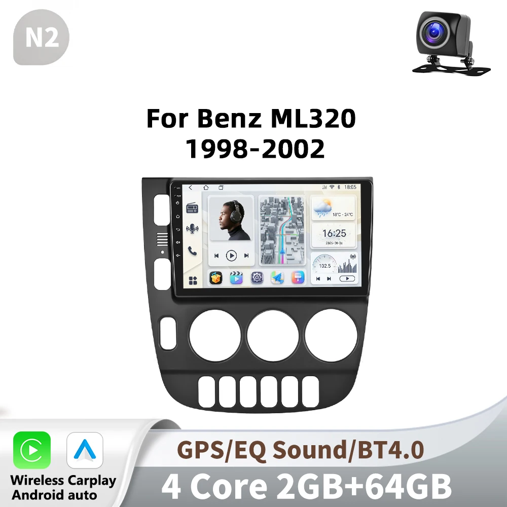 Podoyo Voor Benz ML320 1998-2002 Android Autoradio Multimedia Speler Navigatie GPS Carplay Auto Stereo Intelligente Systemen
