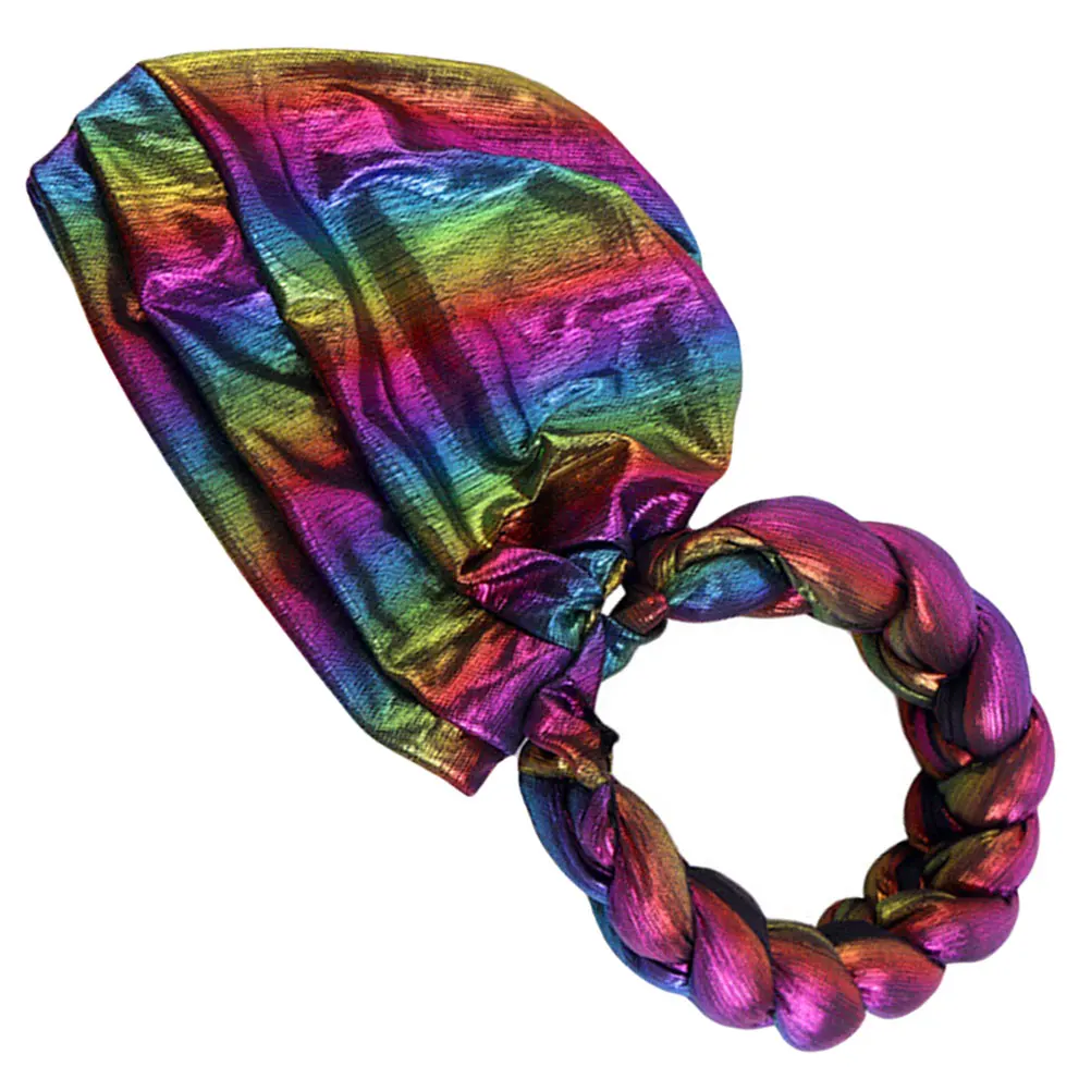

Metallic Elastic Turban Hat Women African Head Wraps Lightweight Comfortable Durable Braided Design Retro Charm Decorative