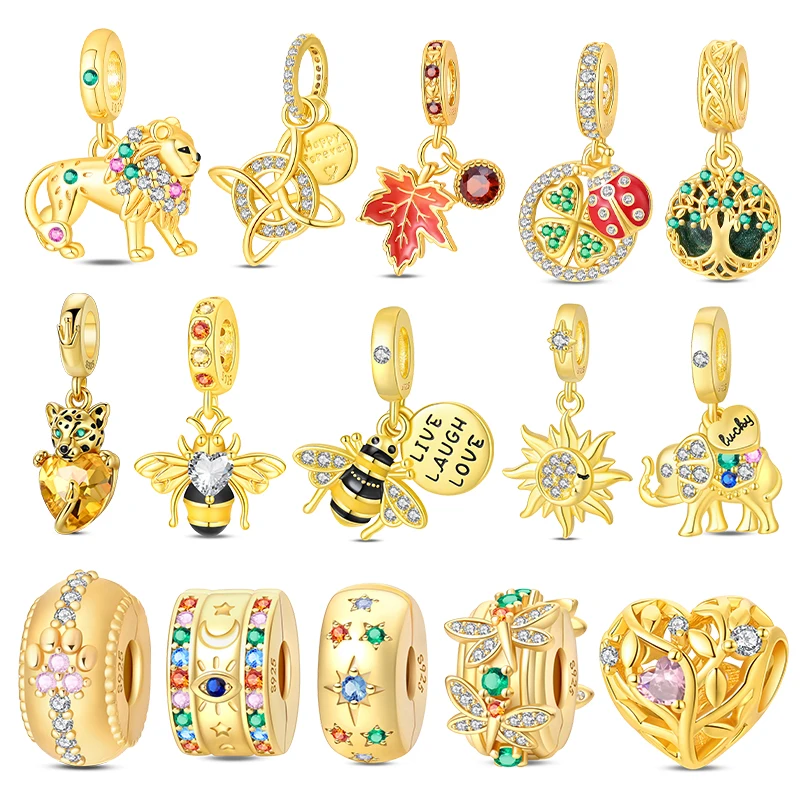 Charms Plata 925 Golden Theme Leopard And Ladybug Charms Beads Fits 3mm Bracelet For Women DIY Pendants Luxury Jewelry Gifts Hot