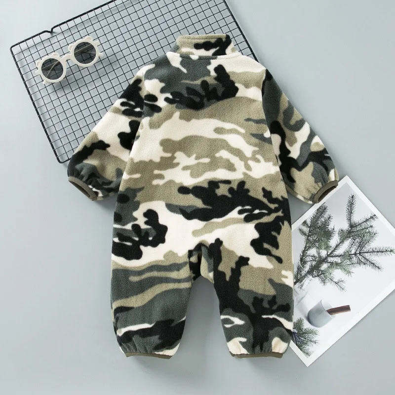 3-24M Baby Boy Rompers Fashion Camouflage Print Flannel One-Piece Clothes Infant Warm Bodysuit Jumpsuits Playsuit Overall Outfit