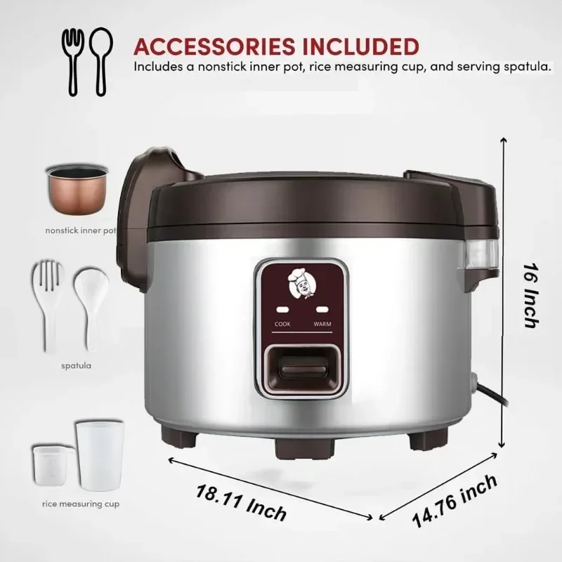 طباخ الأرز التجارية الكبيرة ، عملية زر واحد