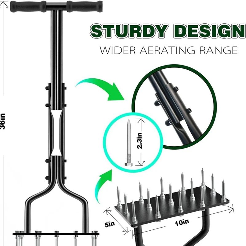 Lawn Aerator Nail Hand Tool, Garden Grass Aeration Tool Manual Air Aerator,Scarifier For Lawn, Loose Soil