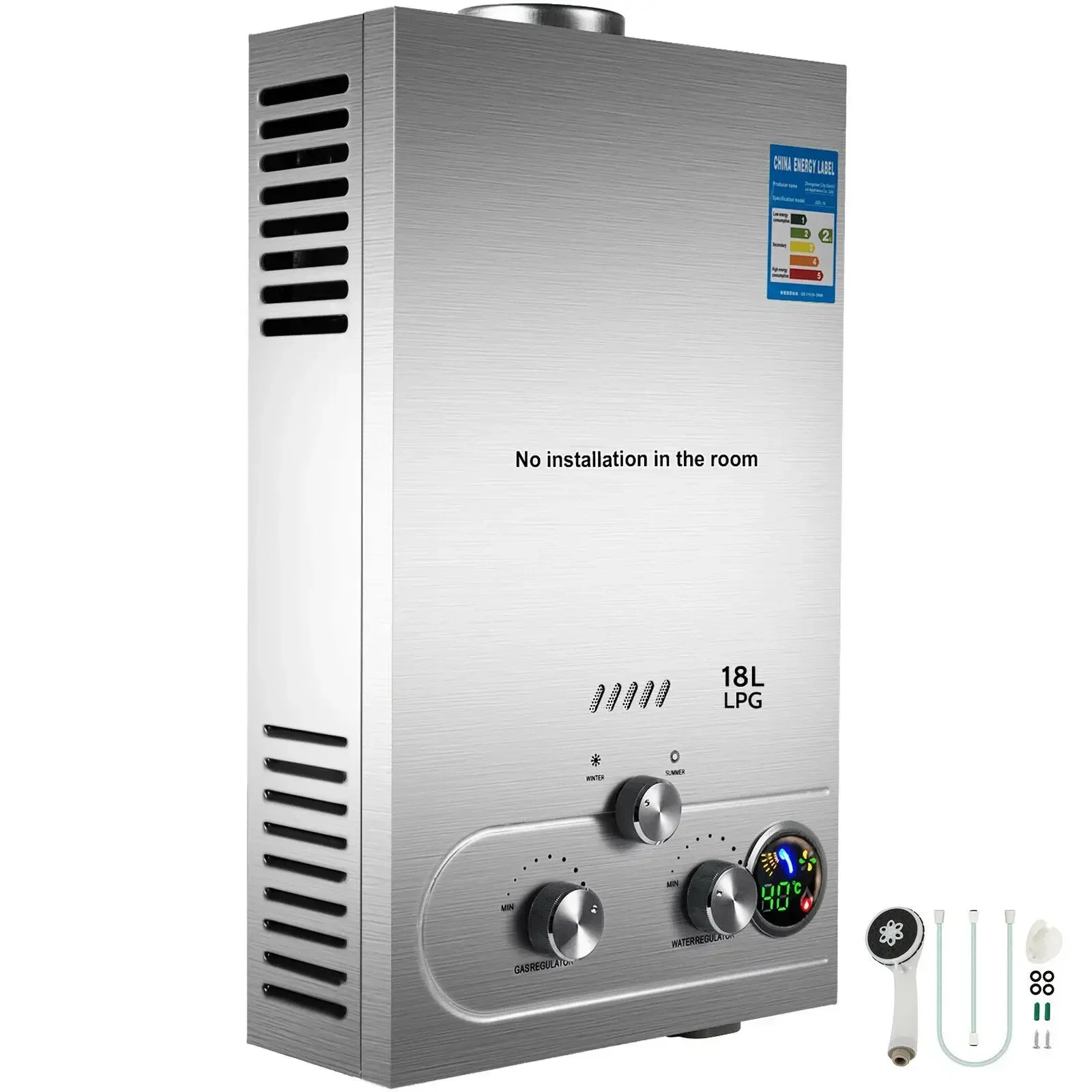 VEVOR LPG Gas Hot Water Heater  6-18L Propane Tankless Instant Boiler With Shower Kit LPG Water Heater Home Appliance LPG Boiler