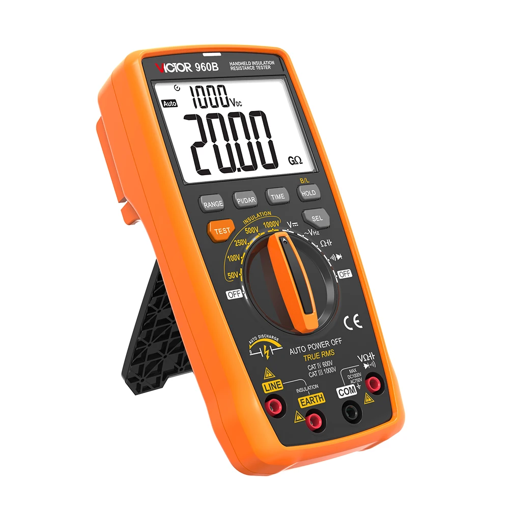 VICTOR 960B DIGITAL INSULATION TESTER  DIGITAL MULTIMETER Type-C Charging  20GΩ 1000V Capacitance Frequency Diode Meter