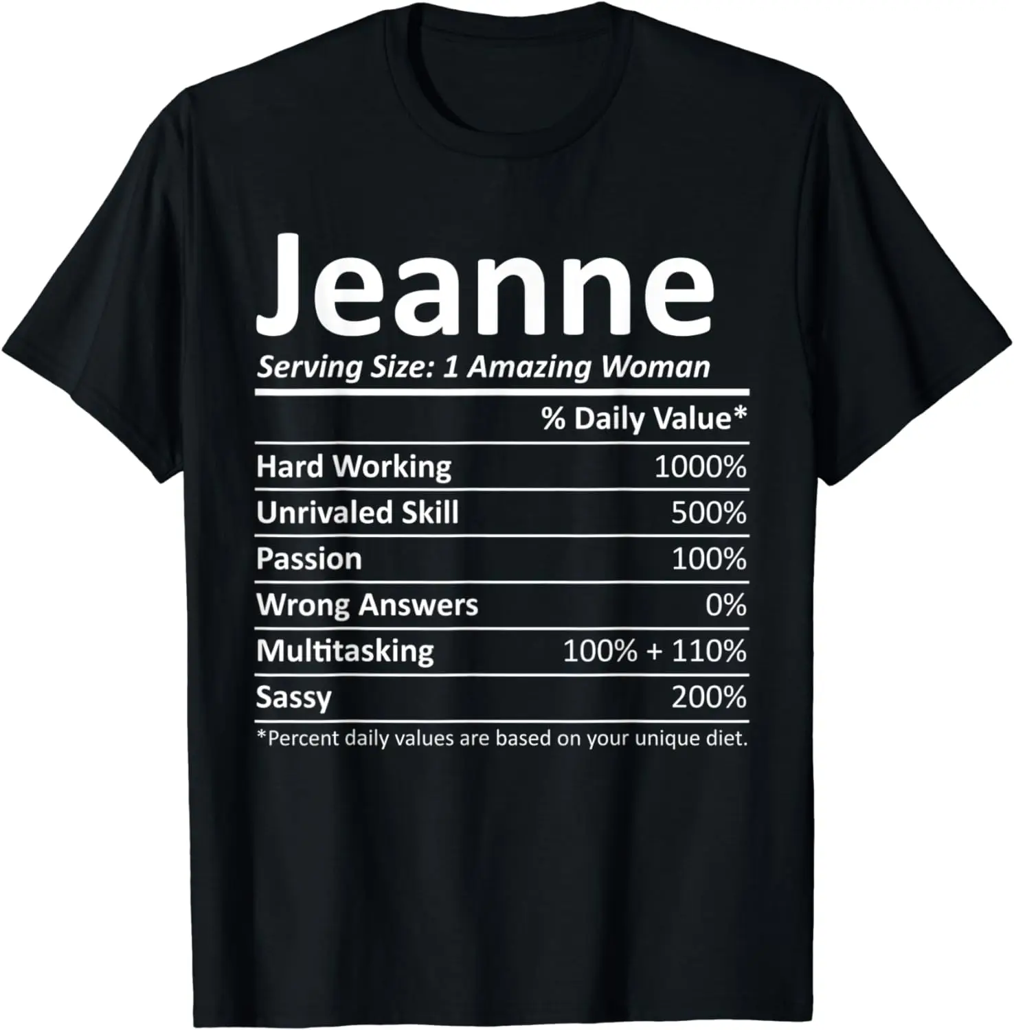 

JEANNE Nutrition Personalized Name Funny Christmas Gift Idea T-Shirt