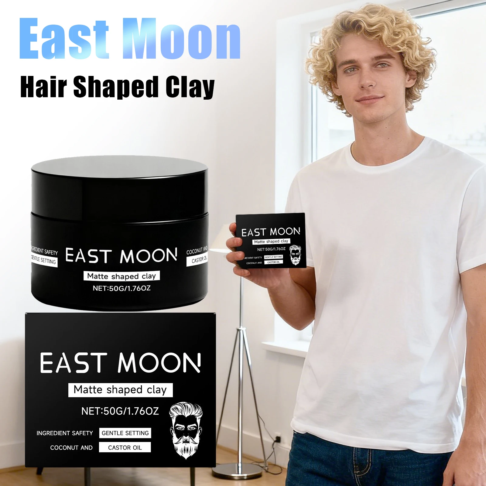 

East Moon Men Styling Hair Gel Long-Lasting Hold Easy to Wash Nourished Refreshing Smooth Natural Look Styling Matte Hair Clay