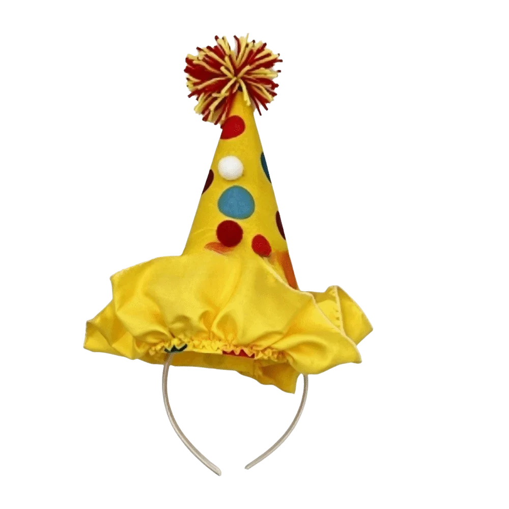 Plush Ball Halloween Joker Headband Ruffle Dot Grid Clown Headwear Classic Colorful Joker Hats Hair Hoop Circus Performance