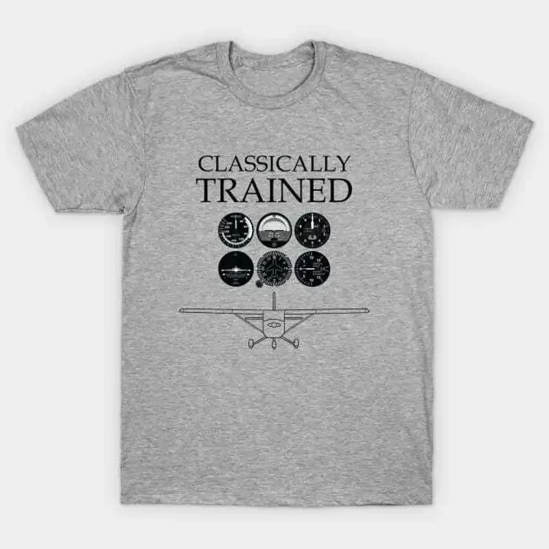 Classically Trained Pilot steam gauges and high wing airplane T Shirt S 5XL Fast