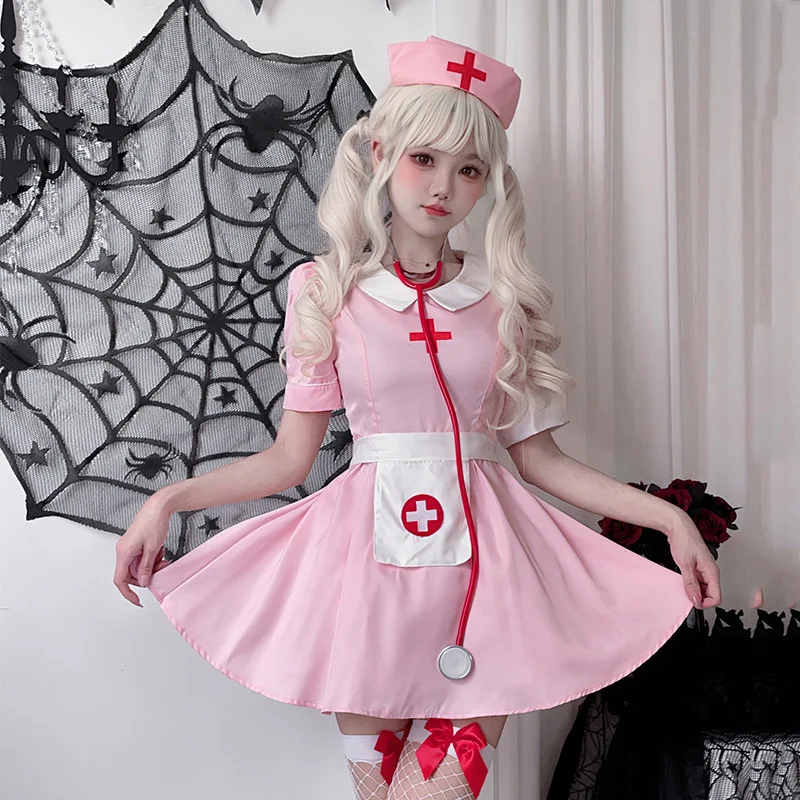 

Halloween Adult Costume Cosplay Female Nurse Costume Pink Japanese Pure Desire Cosplay Sexy Doctor Nurse Skirt