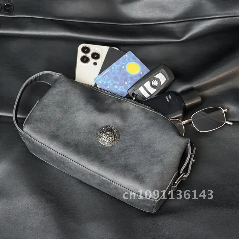 2022 New Men's Clutch Bag Business Casual Clutches Bags Mens Soft Bag Pu Purse Leather Hand Phone Mobile Cluth Bag Male Wallet