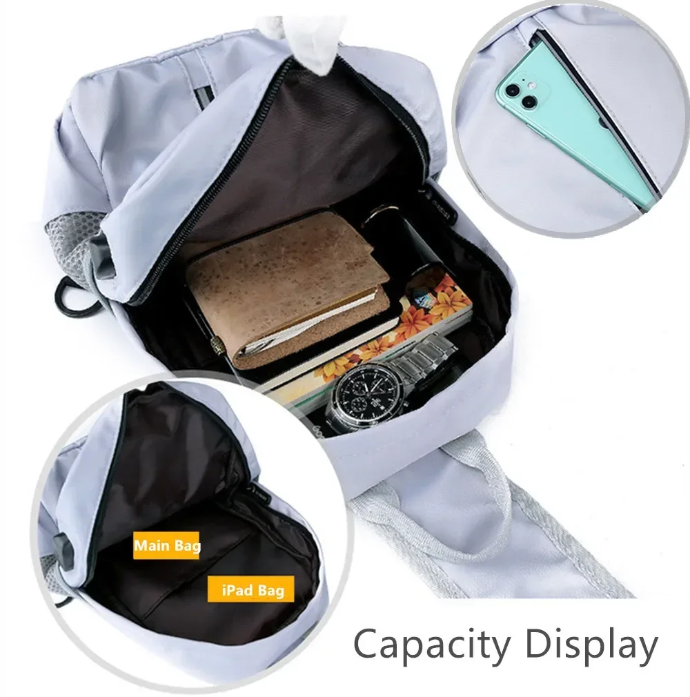 2 in 1 Anti Theft Sling Bag Backpack Men Women Daypack Chest Bag USB Port Waterproof Hiking Walking Biking Travel Shoulder Bag