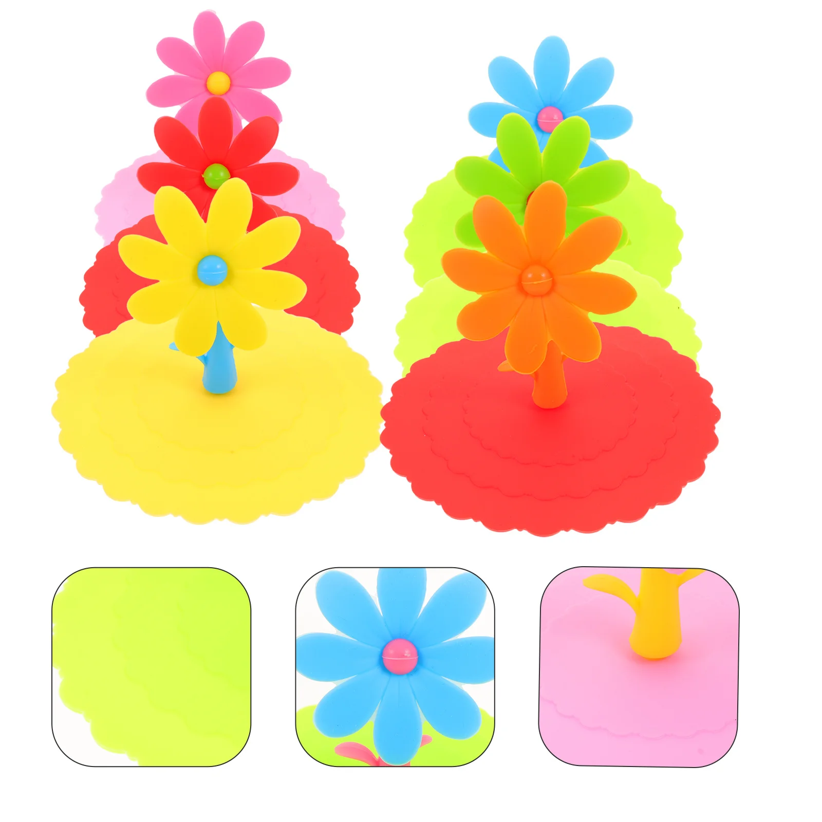 

6Pcs Silicone Drink Covers Flower Shaped Practical for Camping School Coffee Cups Cup Cover Cup Silicone Cover