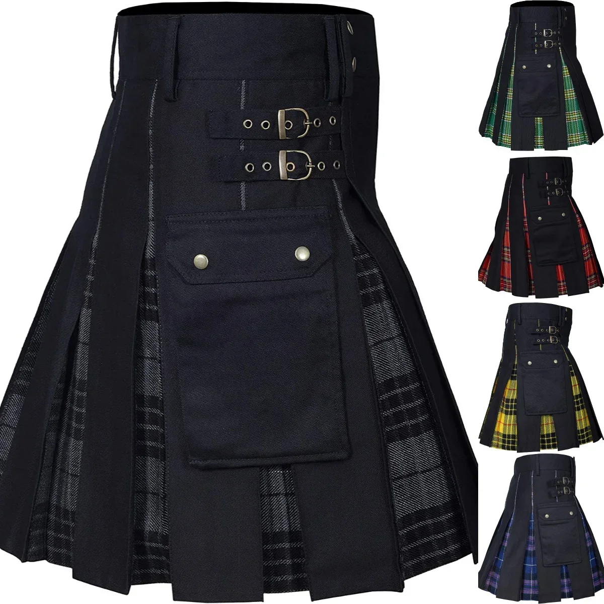 

Традиционные мужские хлопковые гибридные джинсы Kilt 100%, Kilt, современные складные клетчатые традиционные мужские джинсы