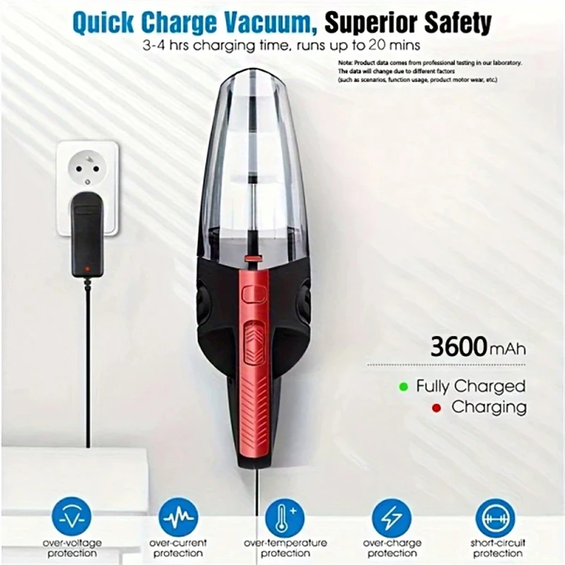 Portable Wireless Vacuum Cleaner Powerful Suction Rechargeable Handheld Vacuum Cleaner Quick Charge for Car Home Pet Hair