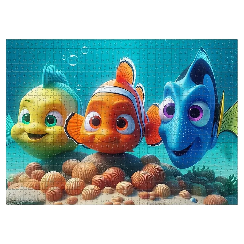 

1000pcs DIY Mosaic Puzzle - Cartoon Characters Nemo and Dory, Underwater Adventure, Thick Cardboard, Durable Irregular Seamles
