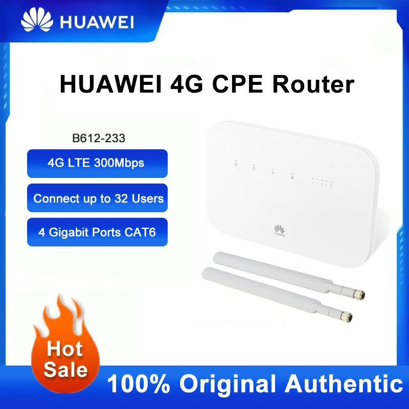 Huawei-roteador b612-233 4g cpe cat 7, 300mbps, wi-fi, hotspot, com slot para cartão sim, 4 portas Ethernet gigabit, novo