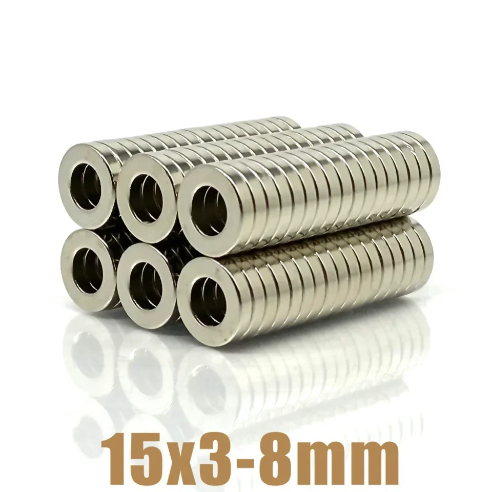 5/10/20/50/100/500Pcs 15x3-8 Strong Ring Neodymium Magnet Permanent Rare Earth Magnets 15*3-8 for Craft DIY 15*3 Hole 8