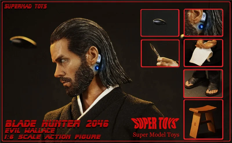 In Stock 1/6 Scale Blade Hunter 12 inch Full Set 2046 Evil Wallace Action Figure with Head Body Accessory Model for Fans Gifts