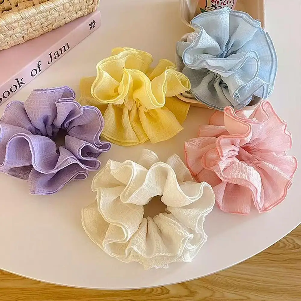 

Ponytail Holder Rubber Bands Solid Color Hair Accessories Ruffles Oversized Hair Scrunchies Elastic Hair Band Vintage Hair Tie