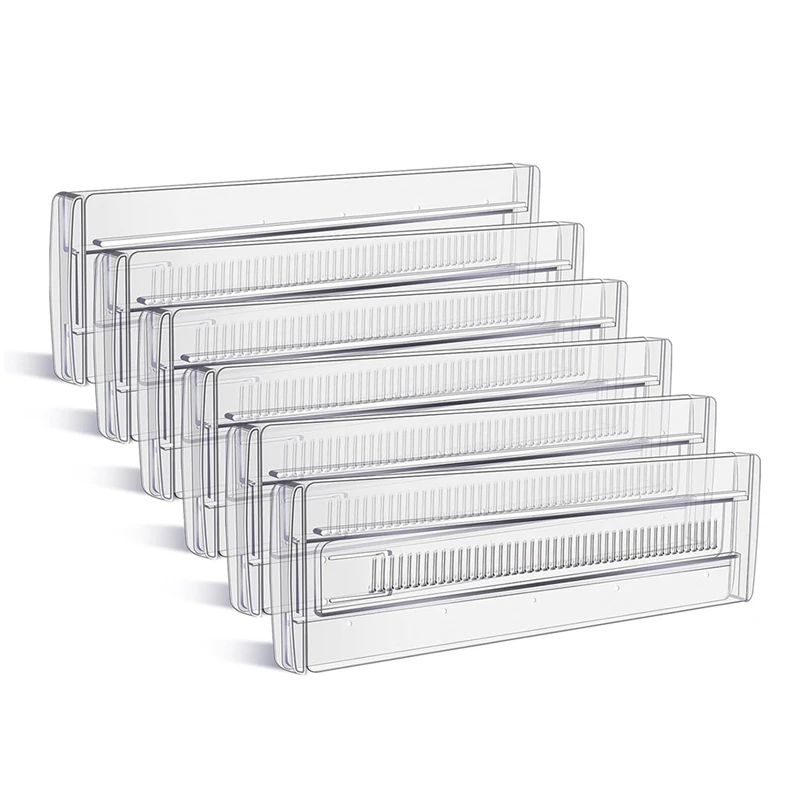 divider 6 Pack Drawer Dividers, Adjustable Drawer Organiser Divider(11.8 -19.7 inch), for Kitchen Bedroom Office Desk Dresser