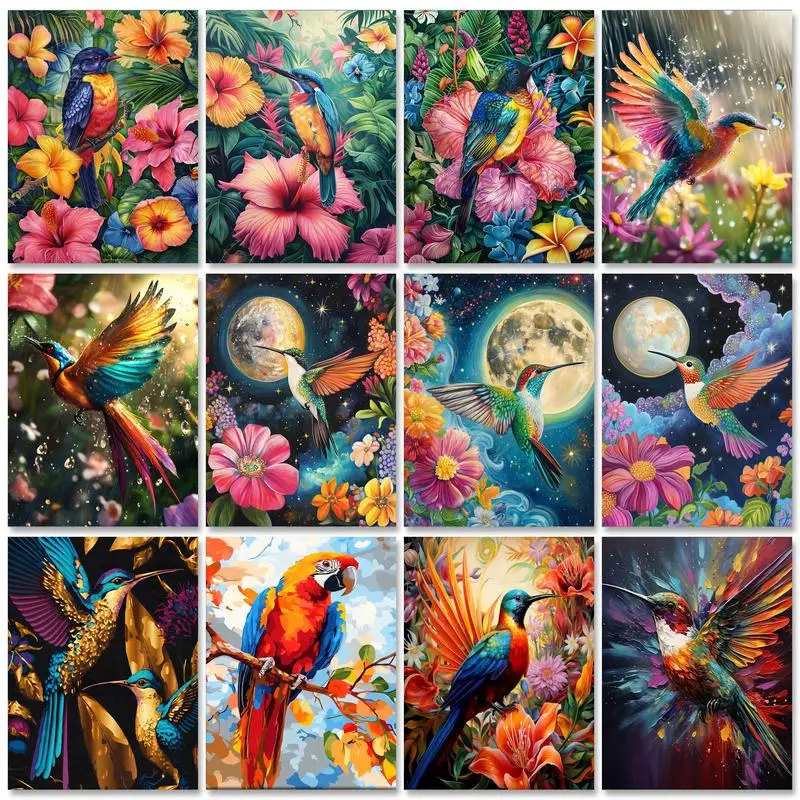 

GATYZTORY Colorful Bird Painting By Number Drawing On Canvas HandPainted Art Gift DIY Kits Home Decor