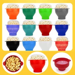 High Quality Microwave Popcorn Bowl Bucket Silicone DIY Red Popcorn Maker with Lid Chips Fruit Dish Kitchen Easy Tools