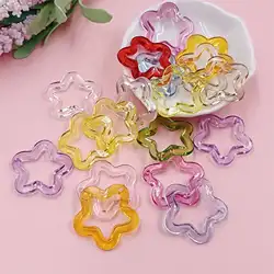 10Pcs 30mm Acrylic Transparent Hollow Star Loose Beads DIY Jewelry Pendant Keychain Windbell Handmade Accessories 31mmx31mm