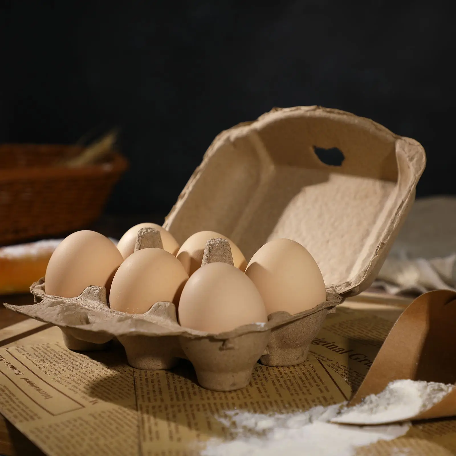 5pcs 6 Grid Eggs Holder Paper Pulp Egg Cartons Egg Storage Trays Containers Chicken Farm Equipment Kitchen Organizer