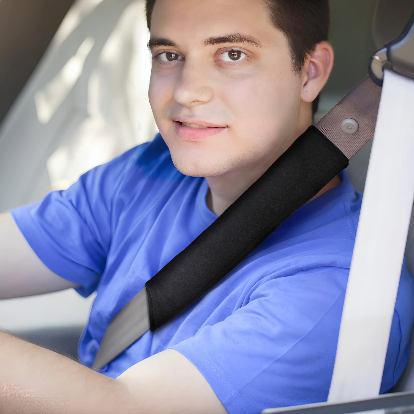 

2Pcs Car Seatbelt Covers Shoulder Pads High Density Polyester Cushion Comfortable Drive Universal Fit Easy Install Maintenance