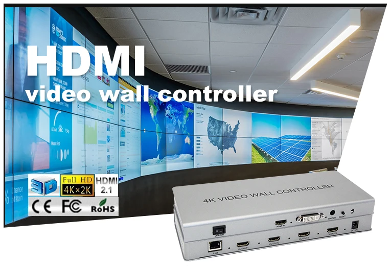 وحدة تحكم نظام المسرح المنزلي ، 4K HDMI 2x2 شاشة حائط فيديو ، مدخلات DVI HDMI ، خرج HDMI