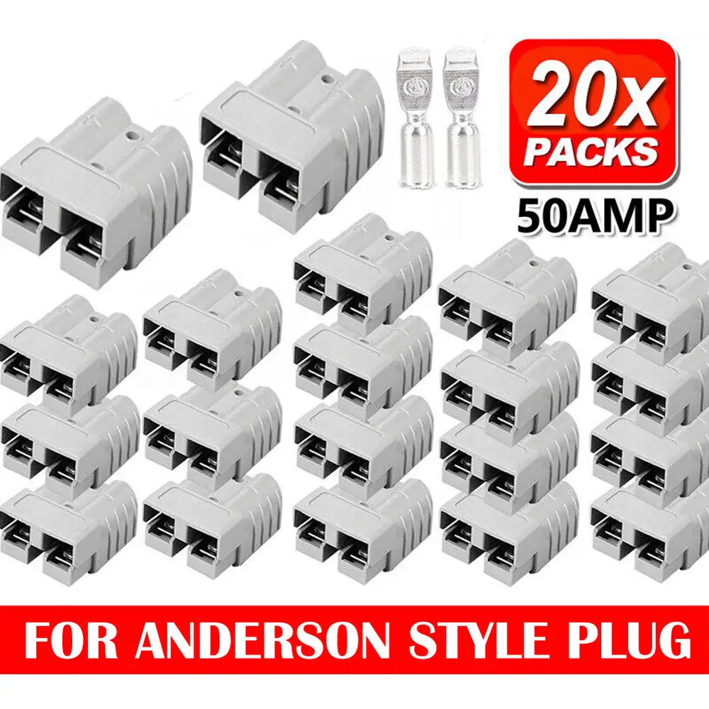 20Pcs for Anderson Style Plug Connectors 50 Amp 6AWG 12-24v AC/DC Power Tool Motorcycle Socket Adapter Motorcycle Accessories