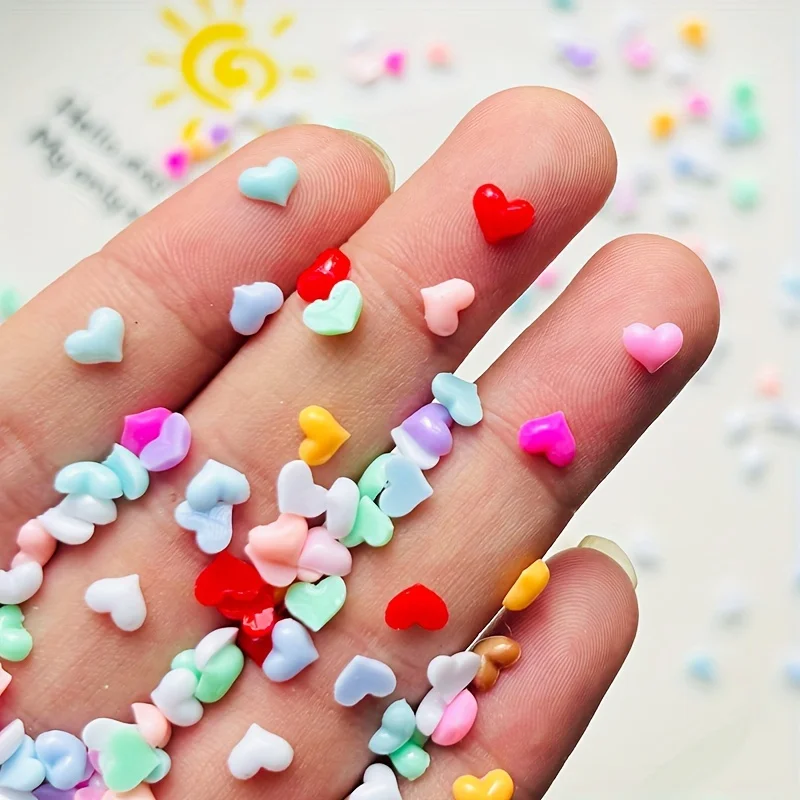 

50/150pcs Multicolored Resin Heart-shaped Nail Art Rhinestones Charming Nail Decorations & Makeup Accessories DIY Handicrafts