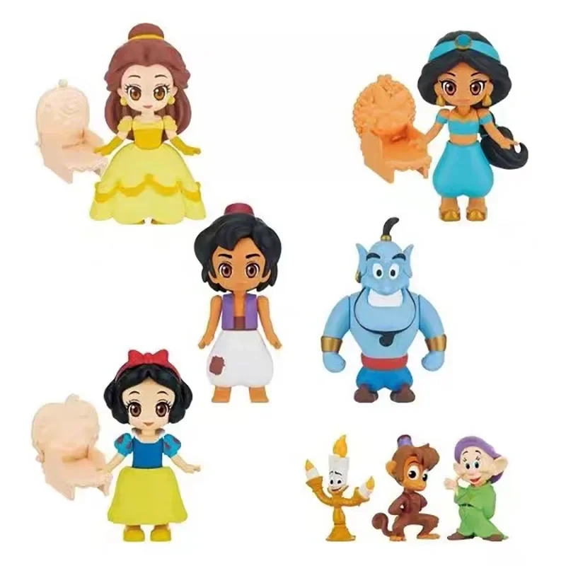 

Bandai Genuine CANDY TOY Belle Princess Jasmine Snow White Aladdin Cartoon Q Version Action Figure Model Ornament Toys