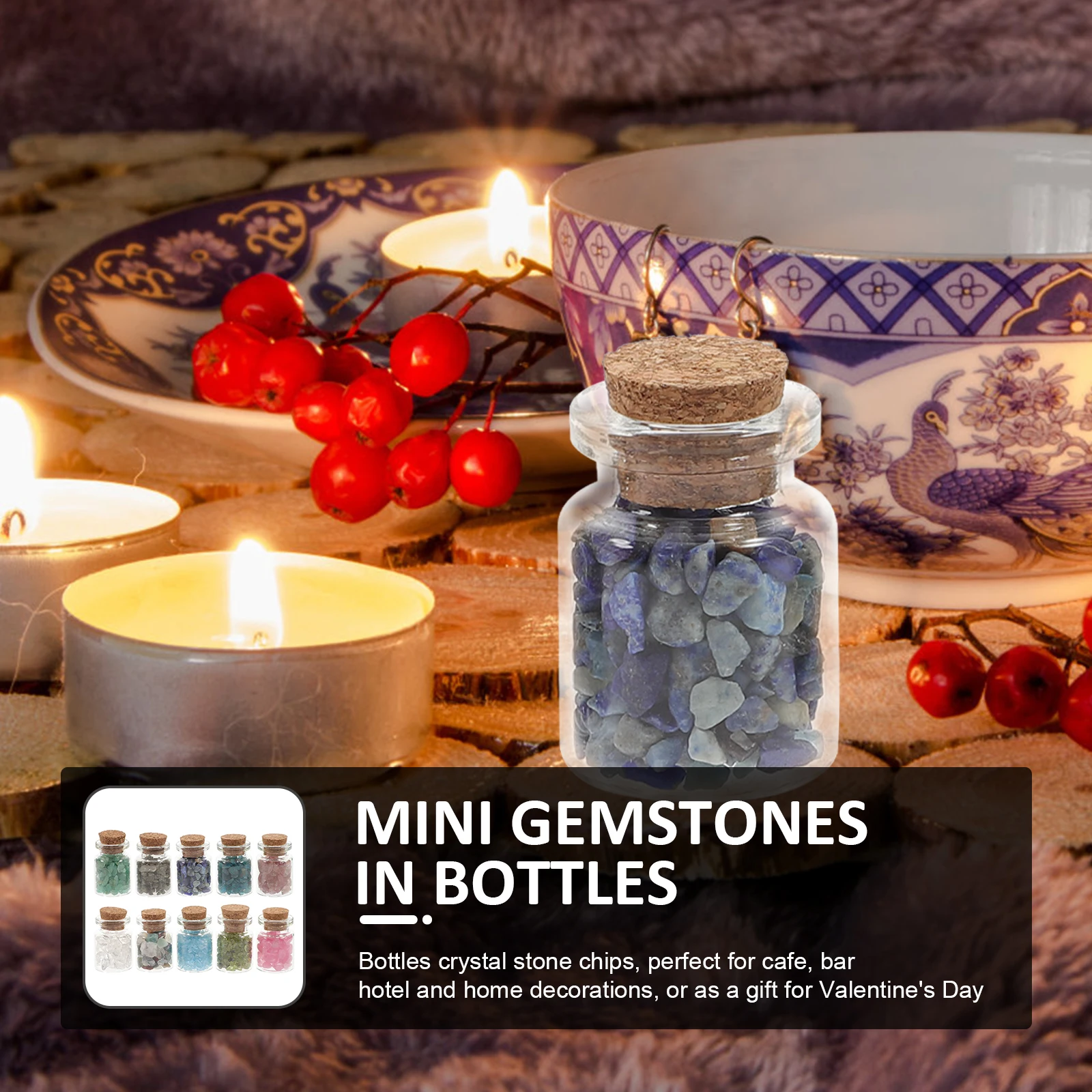 

10 Bottles Crystal Stone Chips Natural Gemstones Decorative Wishing Kit Mini Gemstone Home Cafe Bar Hotel Gifts