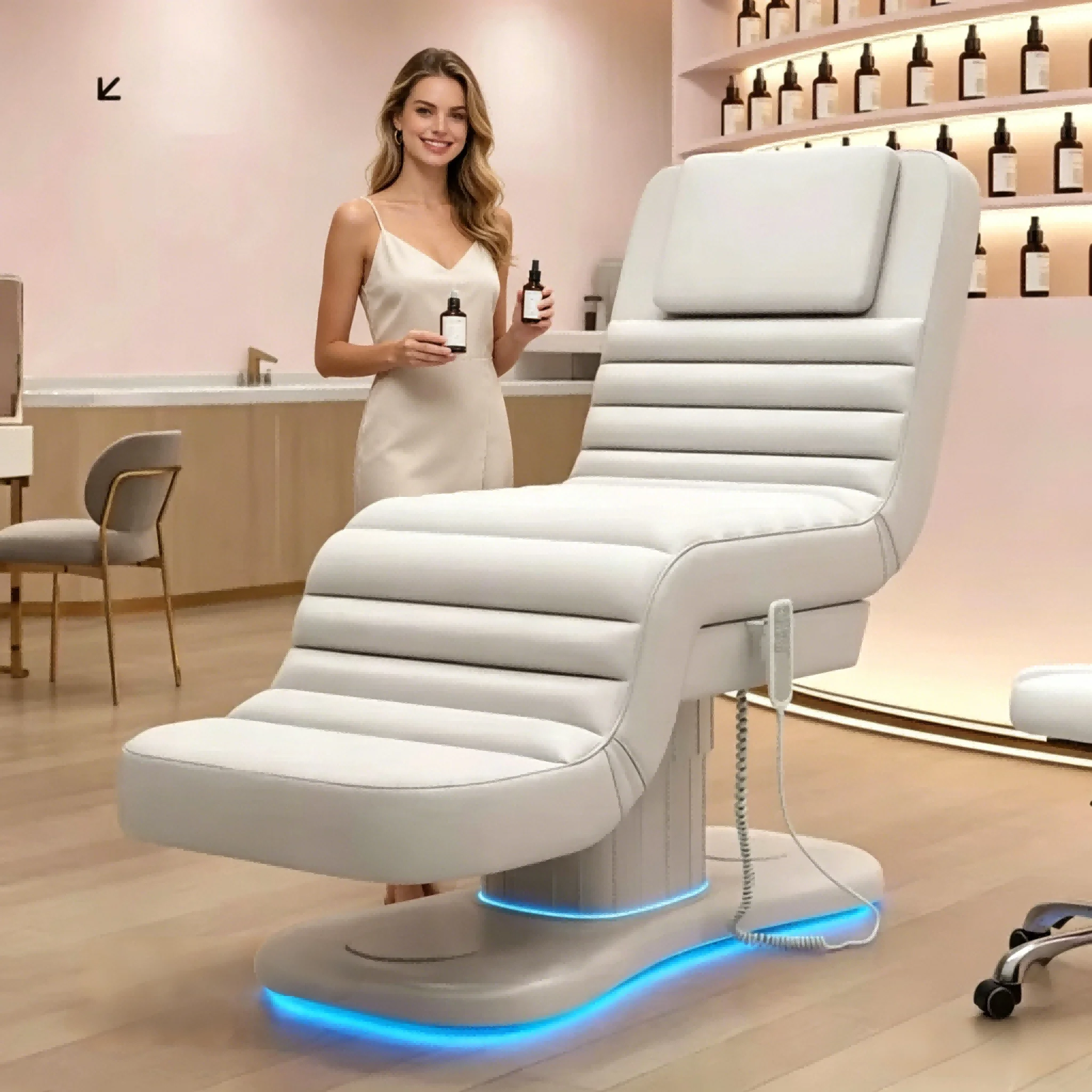 Massage Tables Luxury Salon Cover Sheet Bed Electric Headrest Adjustable Cama Faciales Profesional Commercial Furniture2026