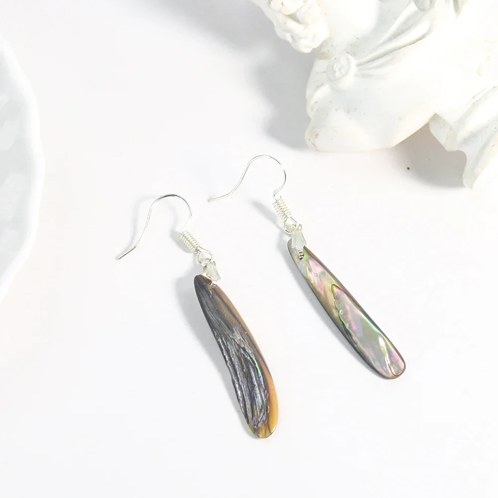 1Pair Rainbow Lustre Natural Abalone Shell Unique Texture Irregular Dazzling Water Droplet Women Dangle Earrings Charm Jewelry