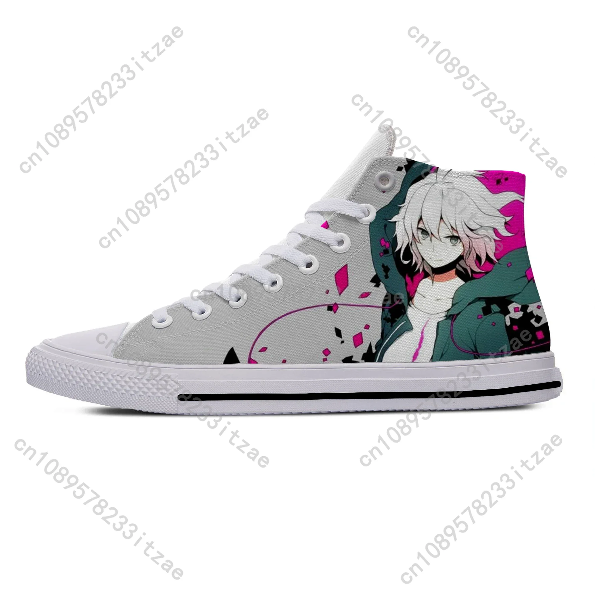 Hot Cool Anime Manga Game Danganronpa Nagito Komaeda Funny Breathable Casual Board Shoes High Top Lightweight Men Women Sneakers