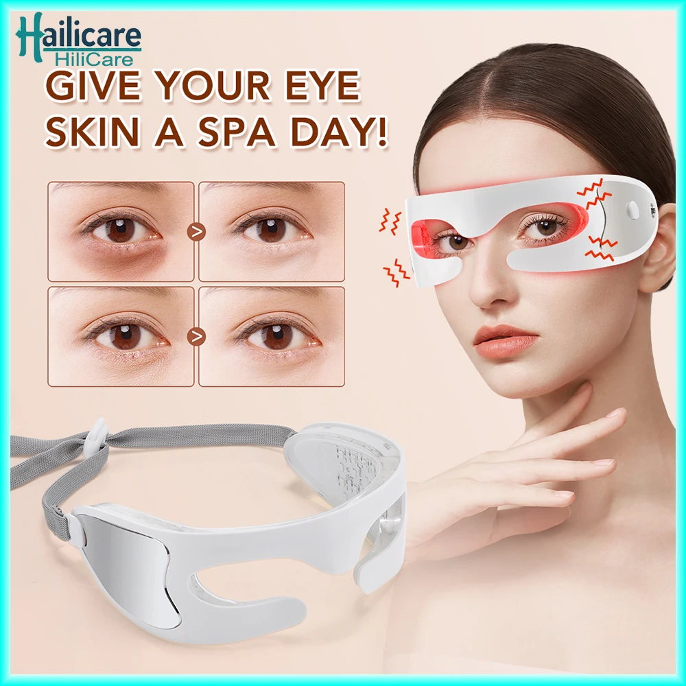 3D Eye Vibrator Massager LED Light Therapy Eye Care 3 Modes Eye Beauty for Relieve Eye Fatigue Eye Bags Lighten Dark Circles