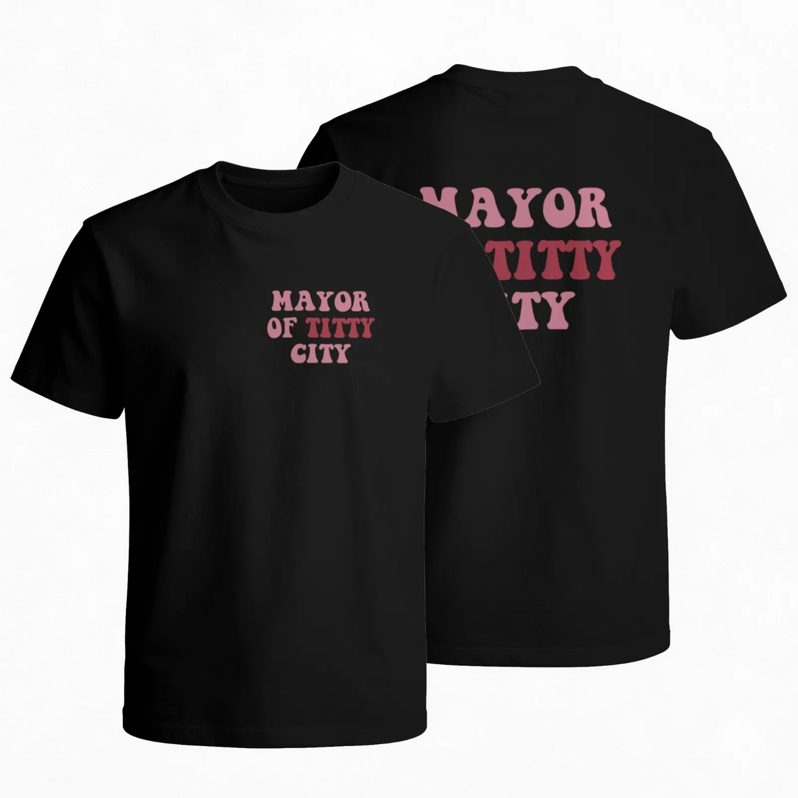 Mayor of Titty City Graphic Tee Funny Novelty Cotton T-Shirt Short Sleeve Crewneck Daily Wear