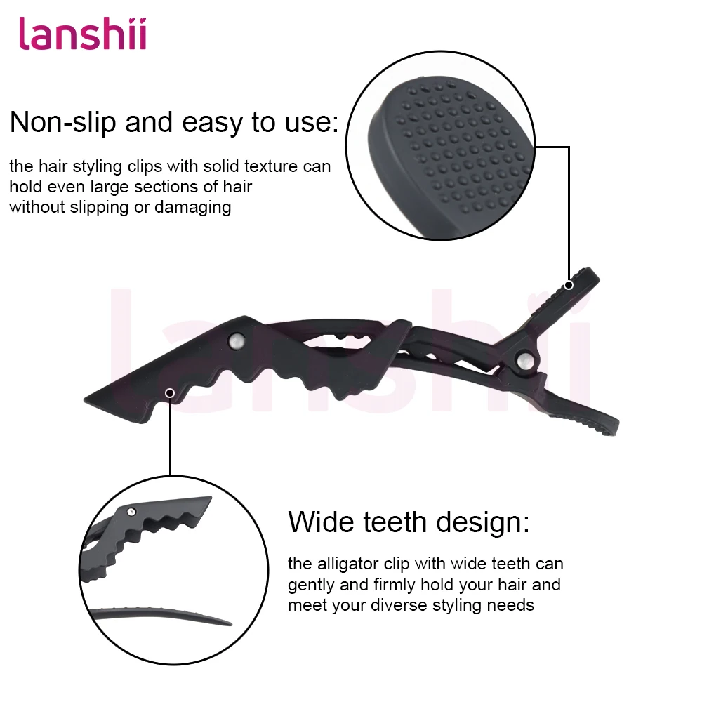 Lanshii 6Pcs Hair Clips Matte Finish – Alligator Crocodile Hair Clamps for Salon, Hair Grip, Hairdressing Tools image 3