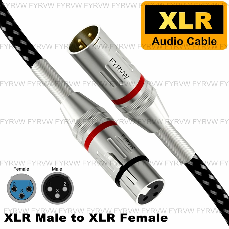 Kabel audio z mikrofonem XLR na XLR Przedłużacz mikrofonu z męskiego na żeńskiego 3-stykowy przedłużacz audio Neutrik XLR zbalansowany dźwięk