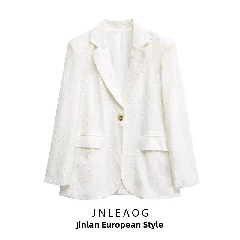 

Сводная универсальная женская куртка JNLEAOG с вышивкой на одной пуговице, повседневная деловая одежда Long Sve