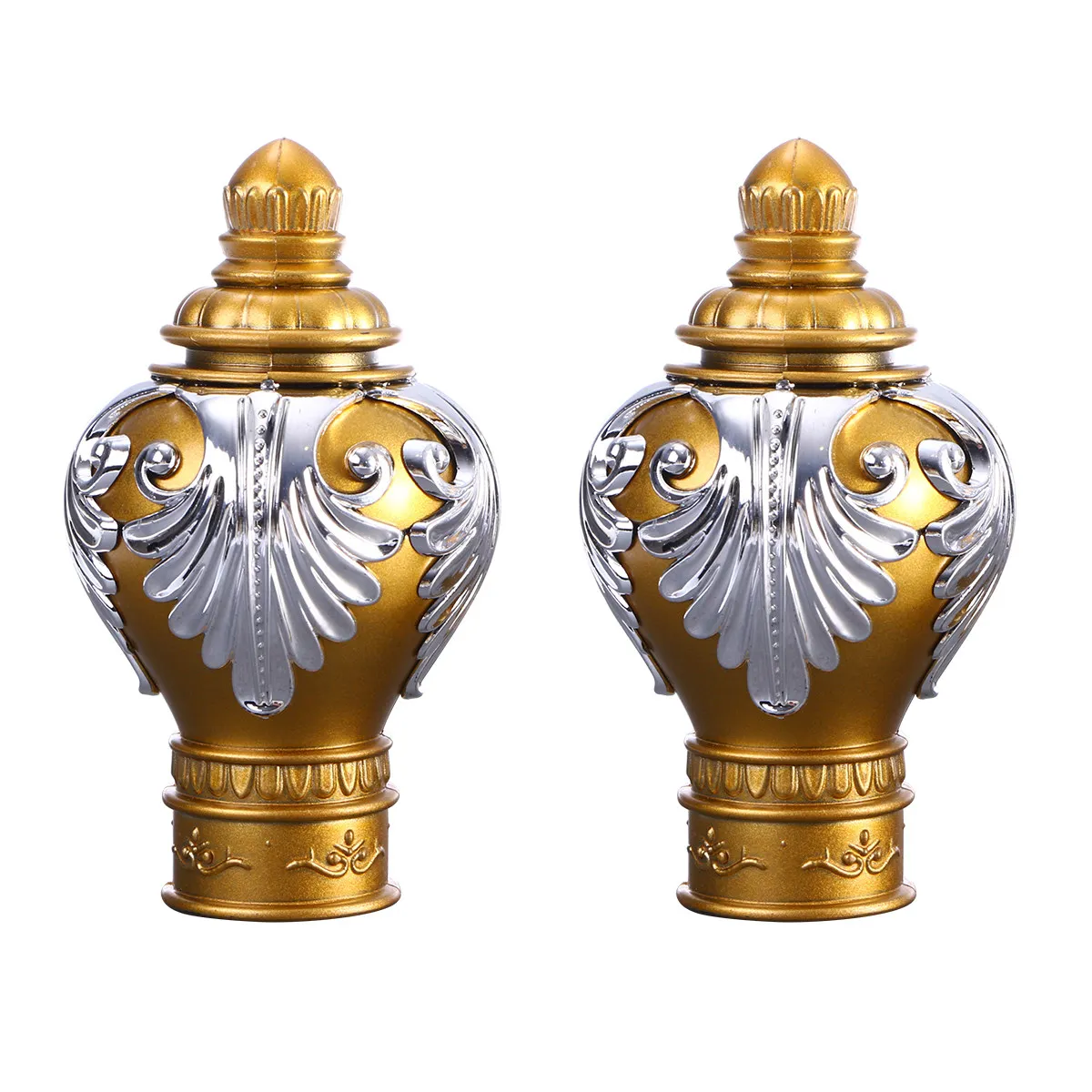 2Pcs Premium Curtain Rod End Decorations for 28Mm Roman Poles Stylish Gold Finials Modern Drapery Pole Head Home Decor