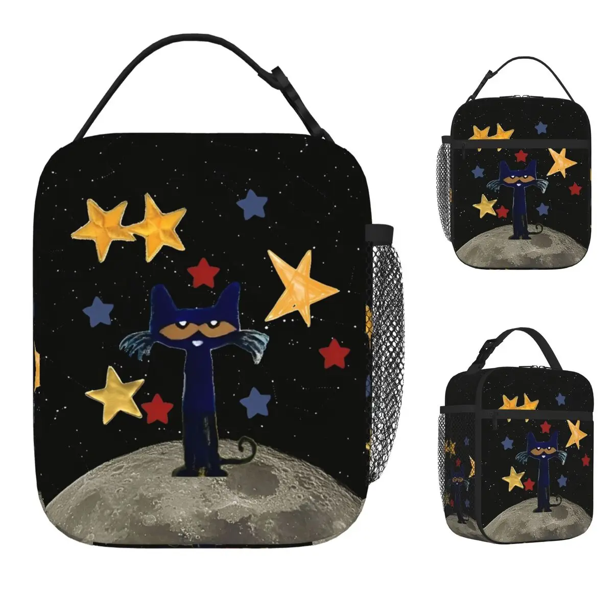 Pete The Cat Stars Comic Insulated Lunch Bag Cartoon Cute Storage Food Box Reusable Thermal Cooler Lunch Boxes For School Office