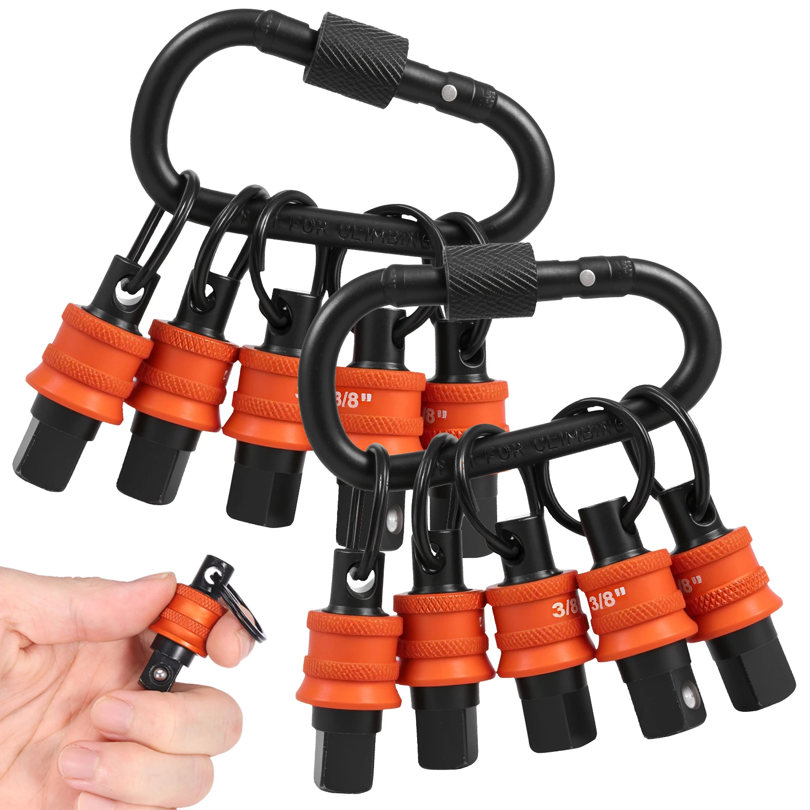 10 Pcs Socket Adapter Holder Keychain Portable 3/8 1/2 Square Screwdriver Head Quick Socket Holder Sleeve Conversion Rod Set