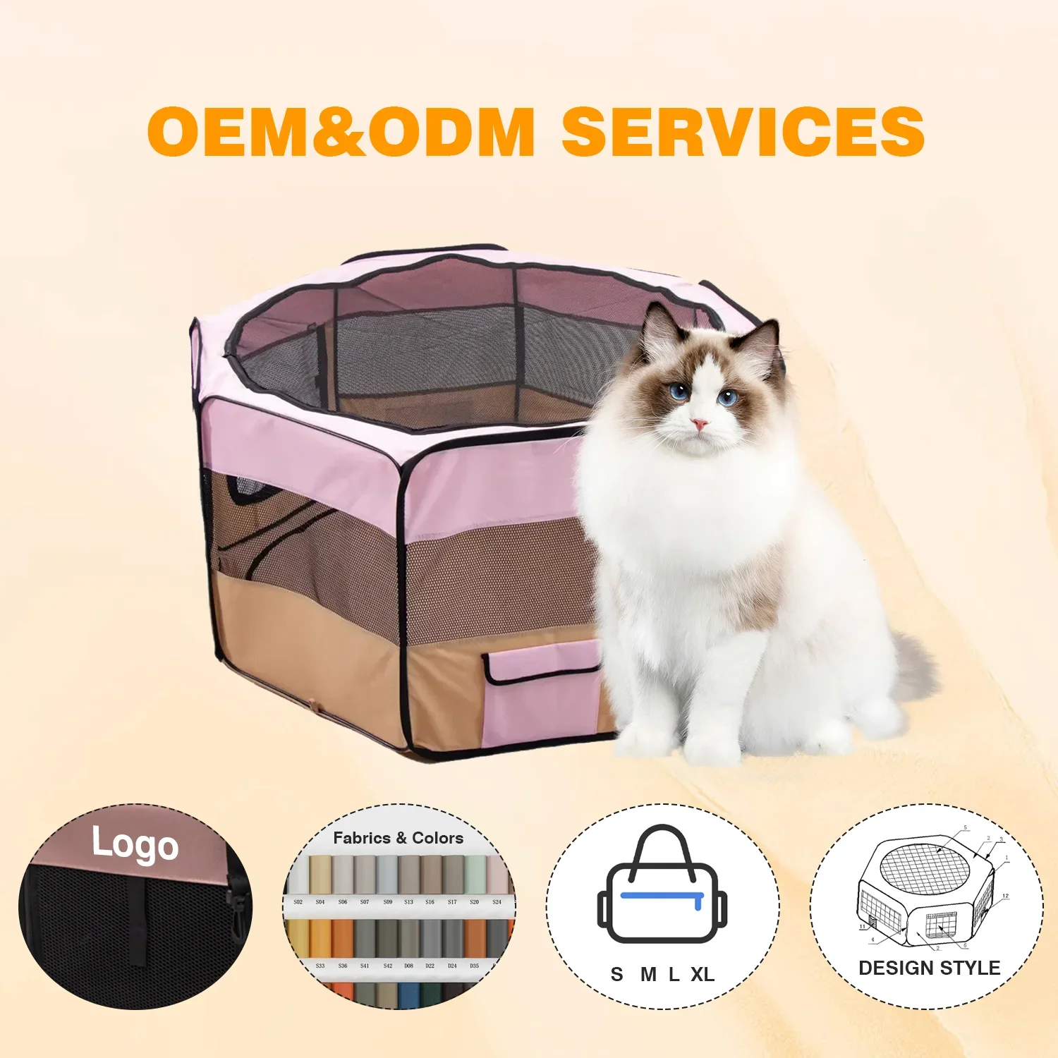 Factory Direct Price Foldable Pet Dog Cat Playpen Breathable Anti Scratch Mesh Oxford Cloth Soft Pet Fence