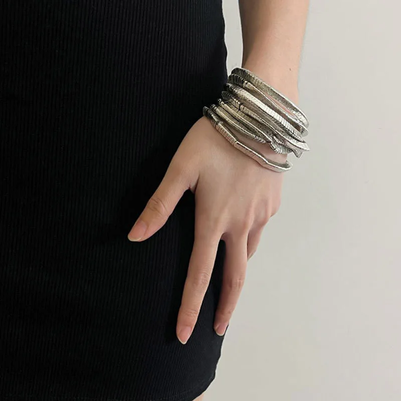 

Bobokiki Jewelry New Fashion Exaggerated Multi-Layered Titanium Palace Luxury Retro Elastic Bracelet.